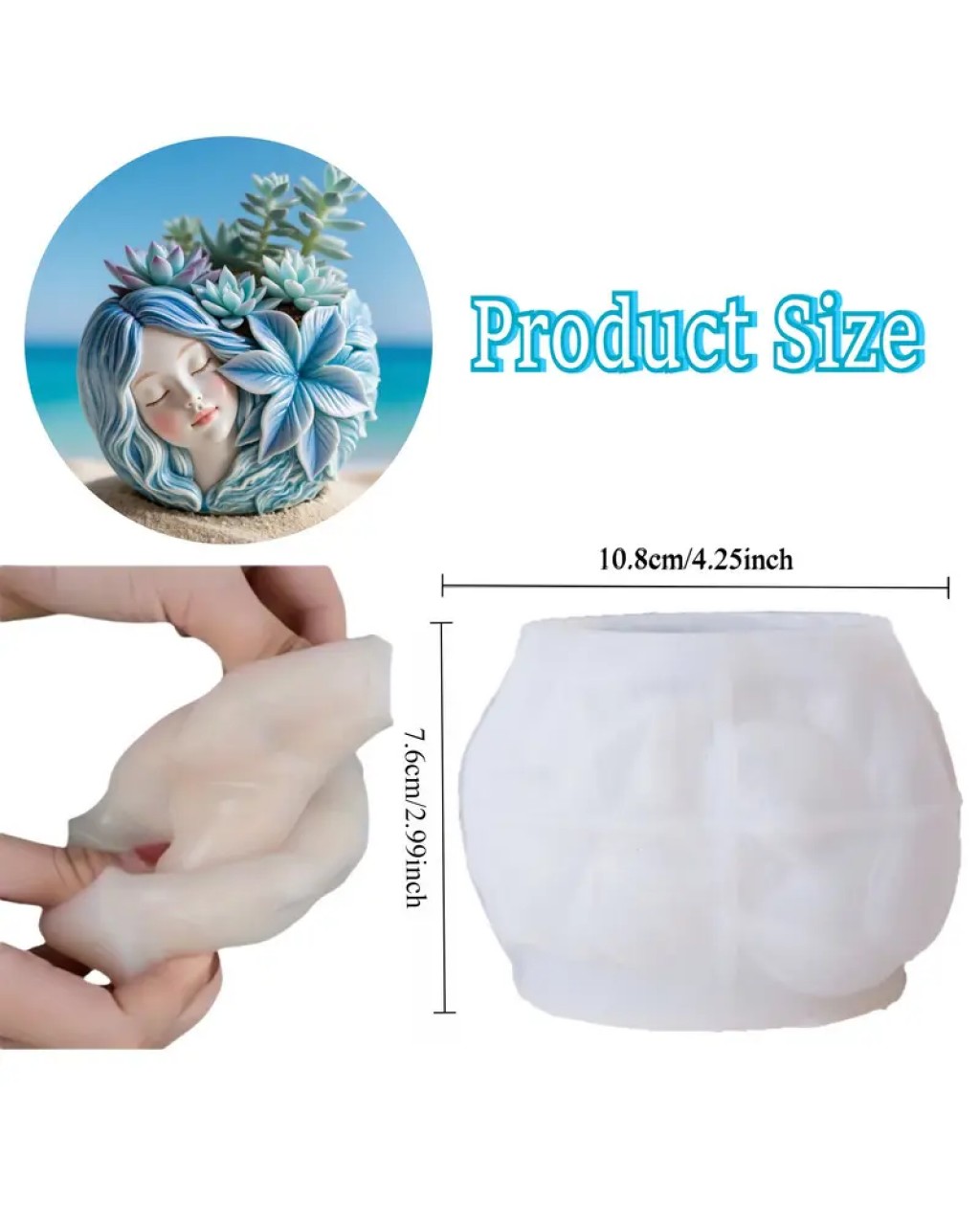 YY5971 Deniz Kızı Temelı Sukulent Saksı Silikon Kalıp